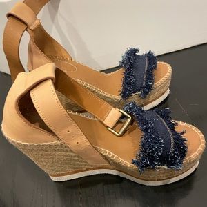Frayed wedge in denim see by Chloe size 38